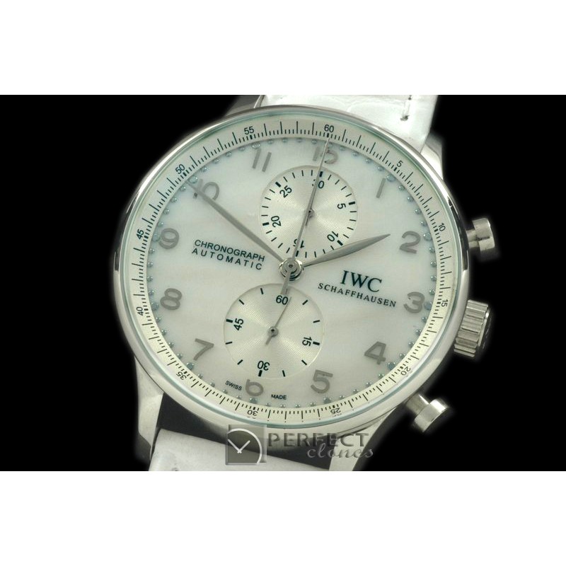IWPG10101 Portuguese Chrono SS/LE MOP White Jap OS20