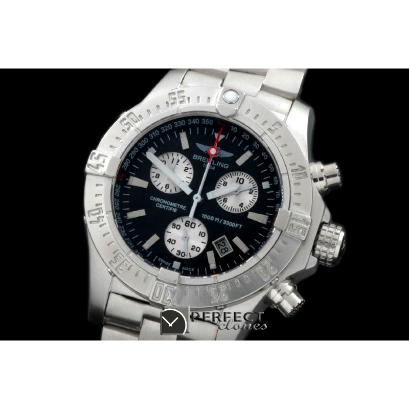 BLSWC10007S Seawolf Chrono SS/NY Black Stk Swiss Eta Qtz 251.262
