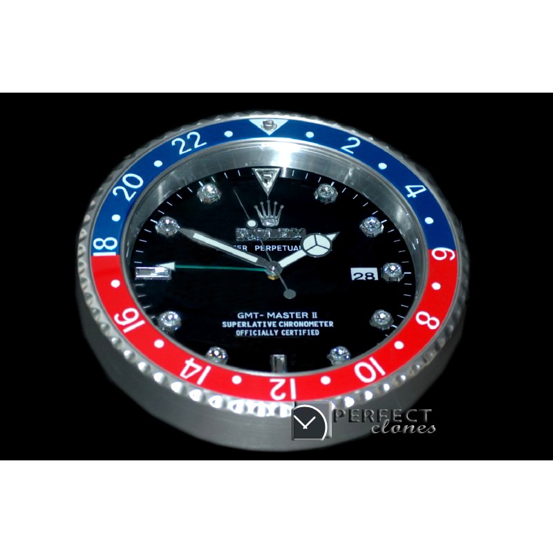 RLDC20102 Dealer Clock GMT Style Black Blue/Red Swiss Quartz