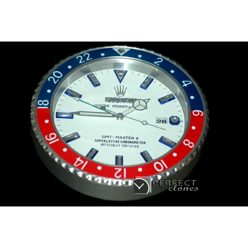RLDC20101 Dealer Clock GMT Style White Blue/Red Swiss Quartz