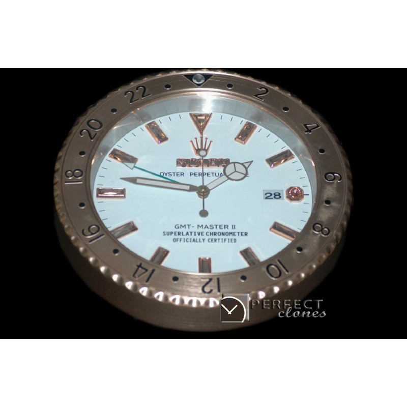 RLDC20131 Dealer Clock GMT Style White Gold Swiss Quartz