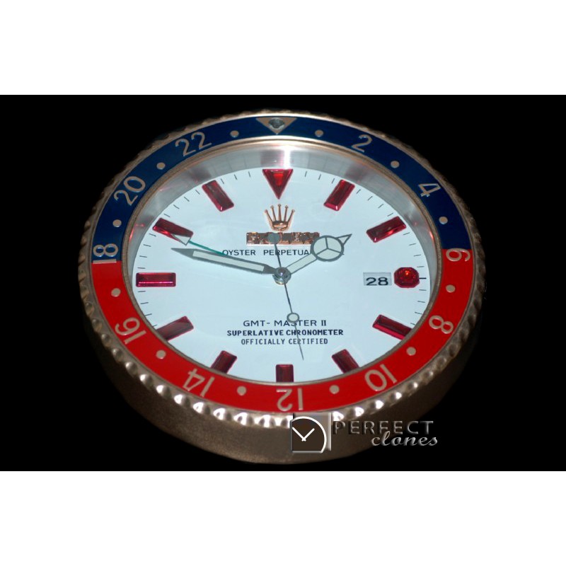 RLDC20141 Dealer Clock GMT Style White Black/Red Swiss Quartz