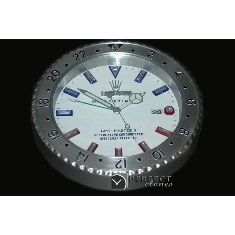 RLDC20117 Dealer Clock GMT Style White Steel Swiss Quartz