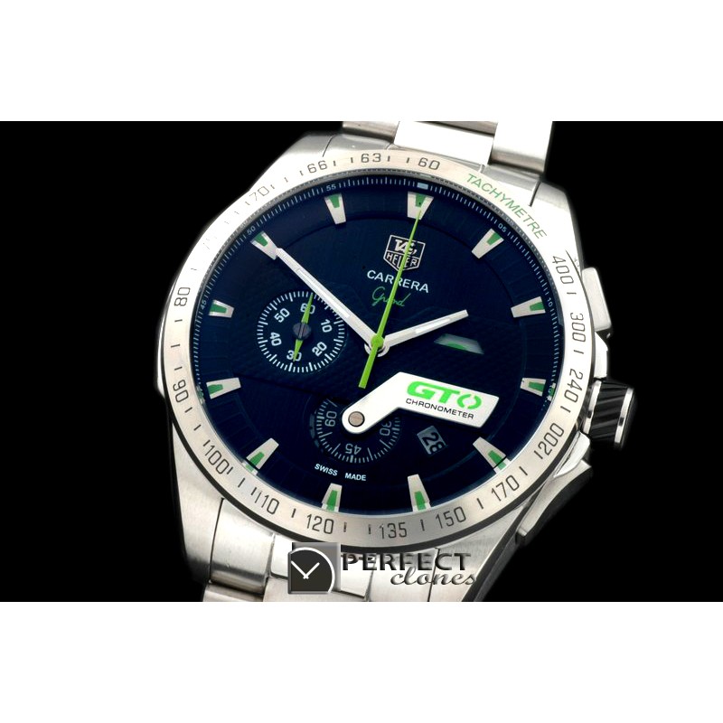 TG-GTO-104S Carrera GTO Chrono SS/SS Black/Blue Jap OS2Quartz