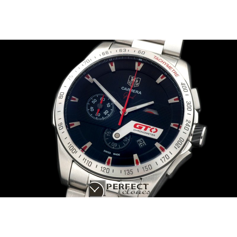 TG-GTO-102S Carrera GTO Chrono SS/SS Black/Red Jap OS2Quartz