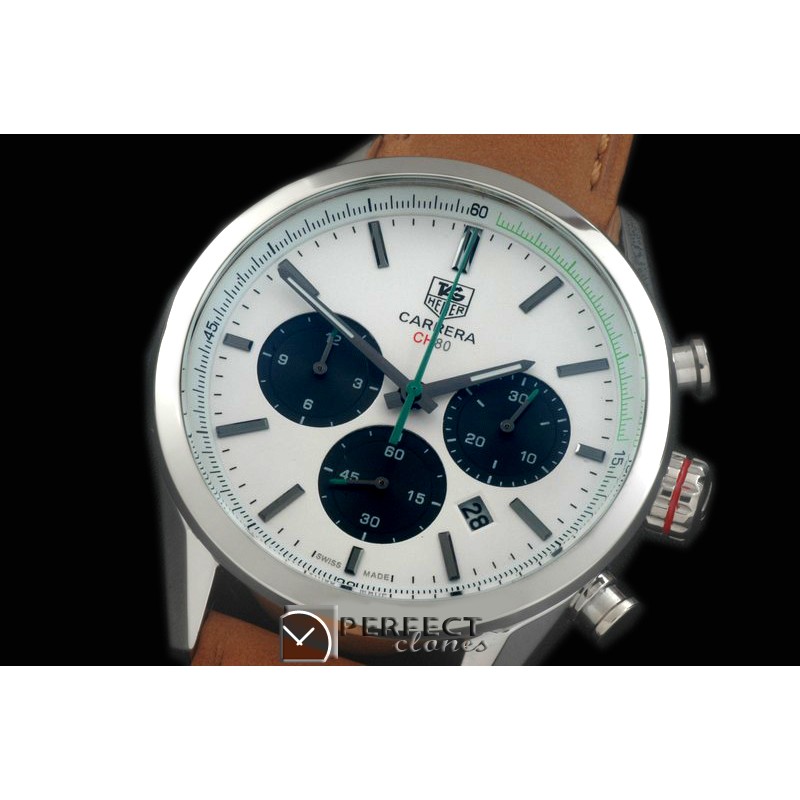 TG-CH80-103 Carrera CH 80Anni Chrono SS/LE White/Blue Jap OS2Q