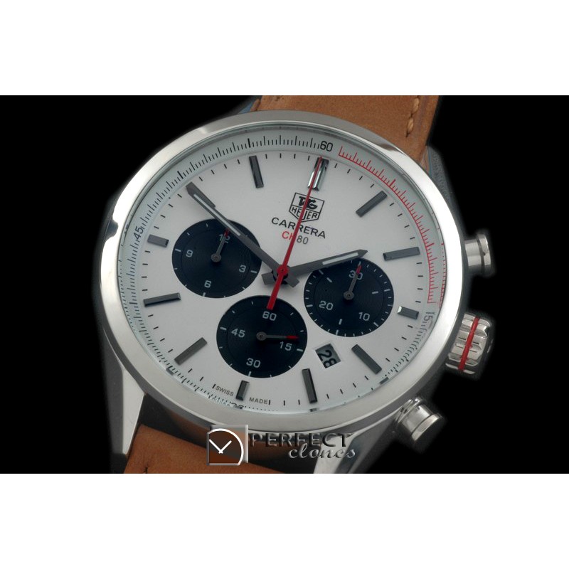 TG-CH80-102 Carrera CH 80Anni Chrono SS/LE White/Red Jap OS2Qu