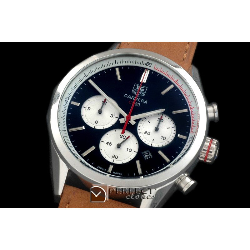 TG-CH80-107 Carrera CH 80Anni Chrono SS/LE Black/Red Jap OS2Qu
