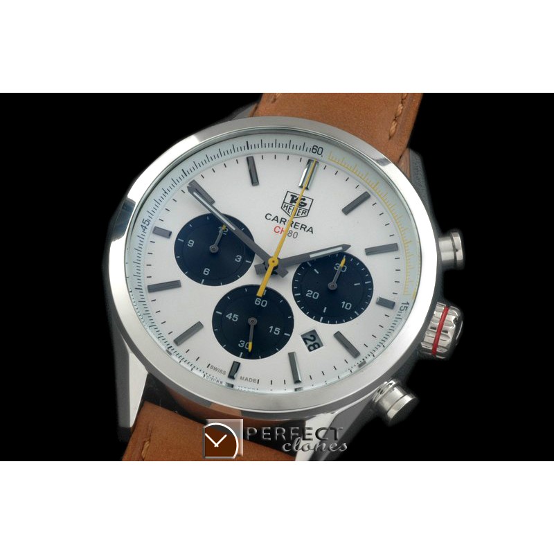 TG-CH80-101 Carrera CH 80Anni Chrono SS/LE White/Ylw Jap OS2Qu