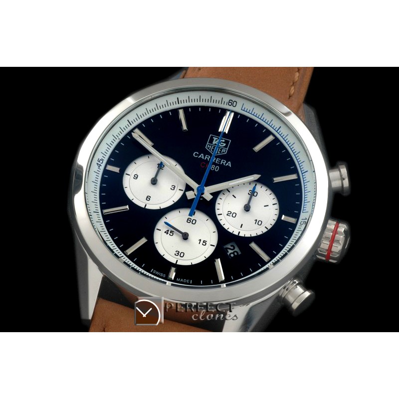 TG-CH80-108 Carrera CH 80Anni Chrono SS/LE Black/Blue Jap OS2Q