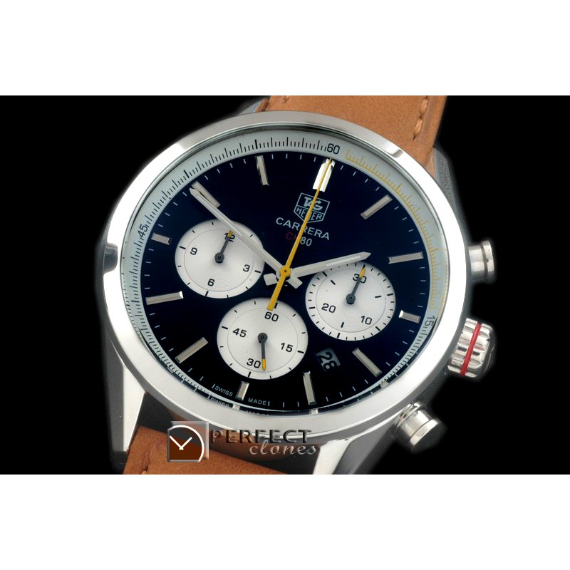 TG-CH80-106 Carrera CH 80Anni Chrono SS/LE Black/Ylw Jap OS2Qu