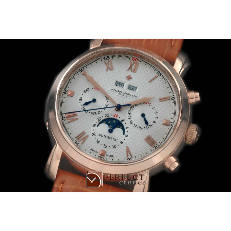 VC00411 Malte Perpetual Calender RG/LE White in Asian 2813