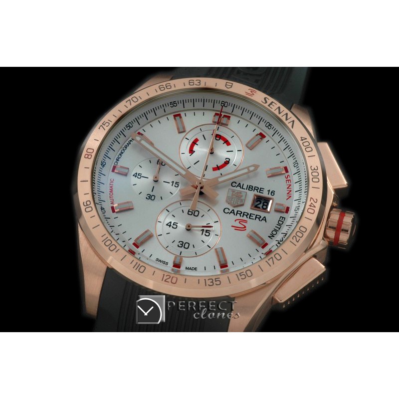 TG-SN-111 Carrera 16 Senna Ed Chrono RG/RU White Jap OS2Qtz
