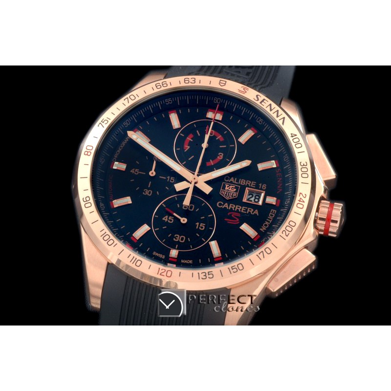 TG-SN-112 Carrera 16 Senna Ed Chrono RG/RU Black Jap OS2Qtz