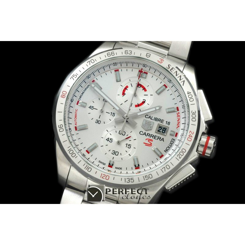 TG-SN-101S Carrera 16 Senna Ed Chrono SS/SS White Jap OS2Qtz