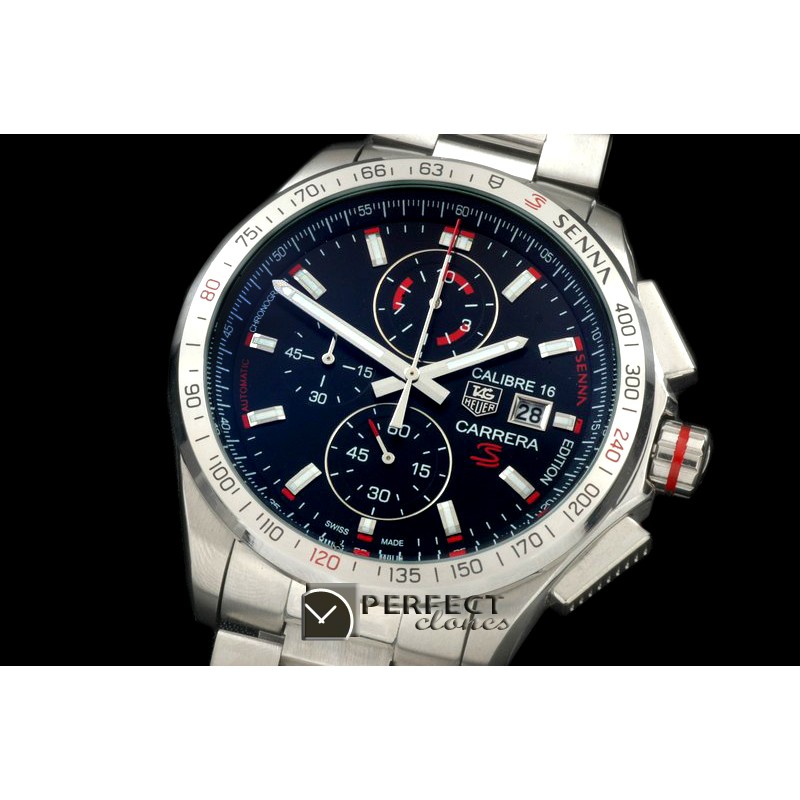 TG-SN-103S Carrera 16 Senna Ed Chrono SS/SS Black Jap OS20 Qtz
