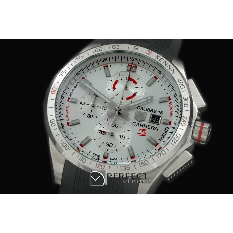 TG-SN-101 Carrera 16 Senna Ed Chrono SS/RU White Jap OS2Qtz
