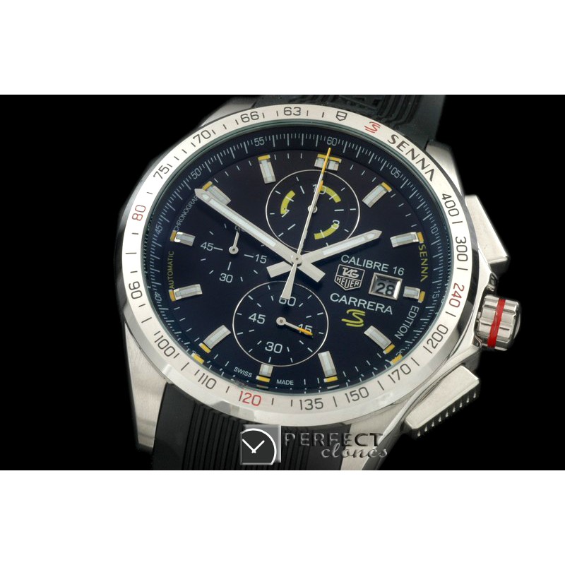 TG-SN-102 Carrera 16 Senna Ed Chrono SS/RU Black Jap OS2Qtz