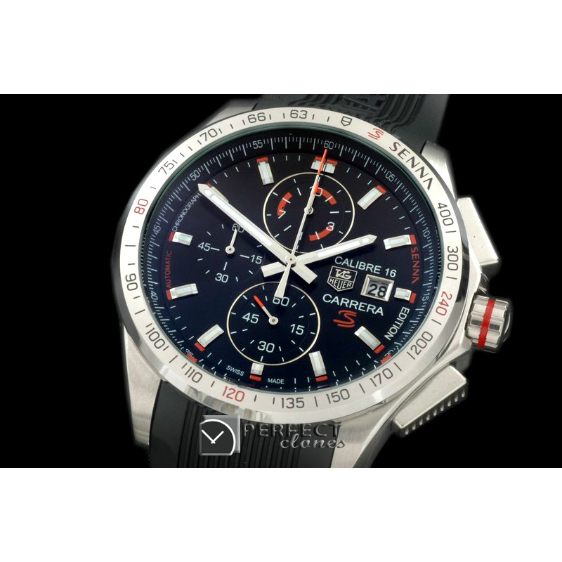 TG-SN-103 Carrera 16 Senna Ed Chrono SS/RU Black Jap OS2Qtz