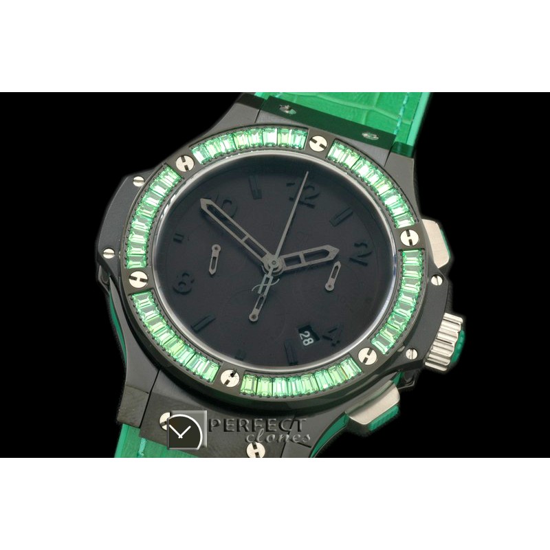 HBSQ10028 Big Bang Pearl /Sq Green Ruby All Black A-7750