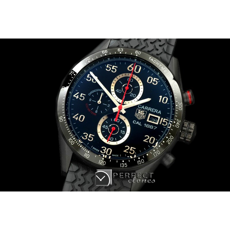 TGCA00258R 1887 Carrera 43mm Chrono PVD/RU Black Jap Qtz