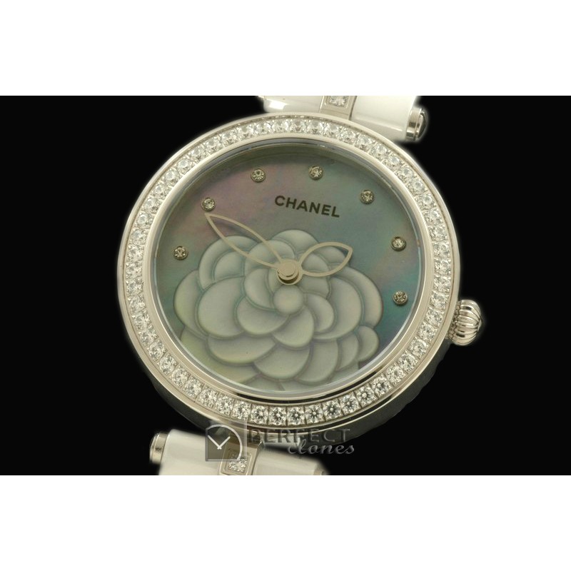 CHMPR-W-103 Mademoiselle Prive Ladies White Cer/Diam MOP Green J