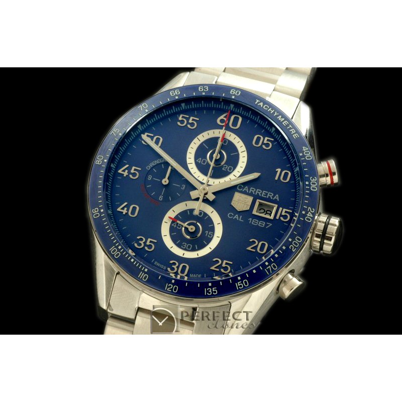 TGCA00253S Carrera Date Chrono SS/SS Blue Jap Qtz
