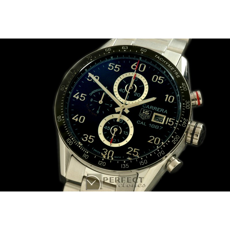 TGCA00252S Carrera Date Chrono SS/SS Black Jap Qtz