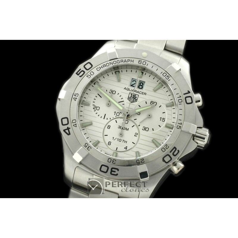 TGAQ00061 AquaRacer 300m SS/SS White Swiss Qtz 1/1Chrono