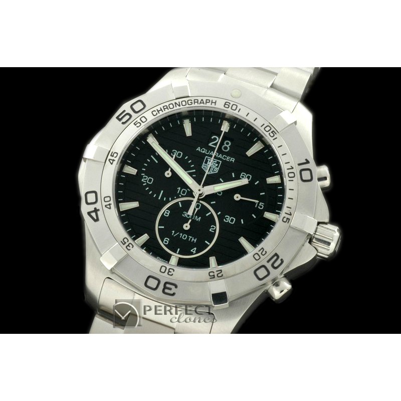 TGAQ00062 AquaRacer 300m SS/SS Black Swiss Qtz 1/1Chrono