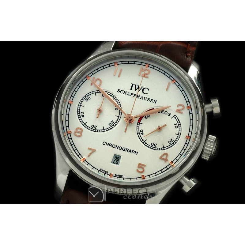 IWPG20023L Portuguese Chrono SS/LE White/R-Gold Jap OS20