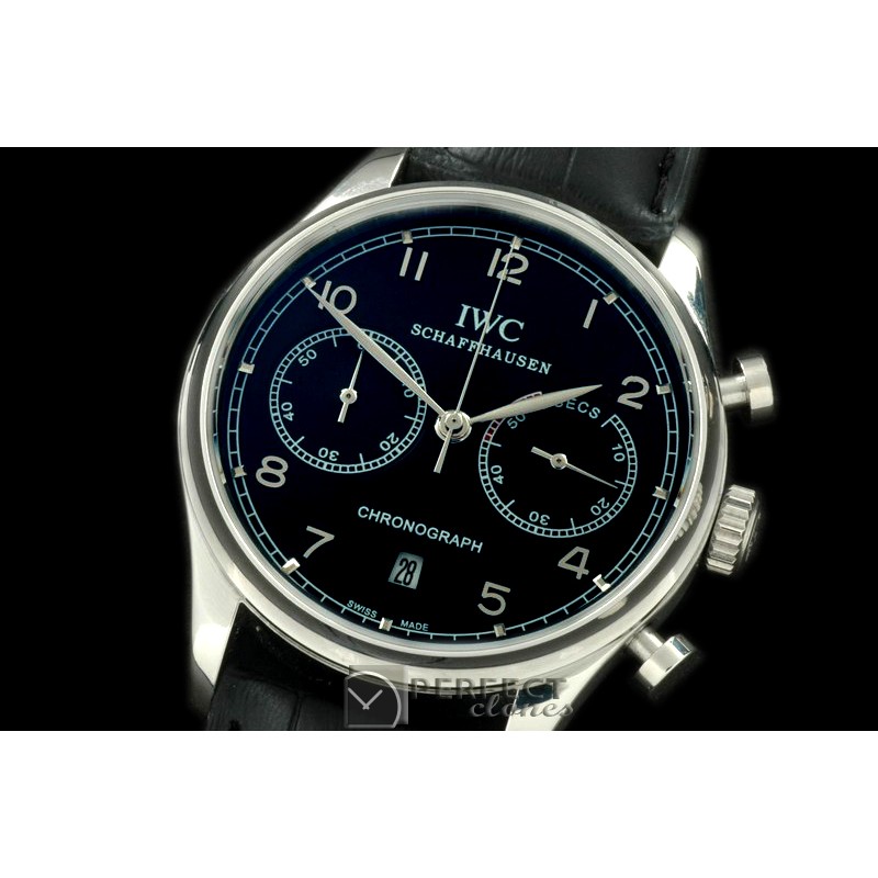IWPG20024L Portuguese Chrono SS/LE Black/Silver Jap OS20