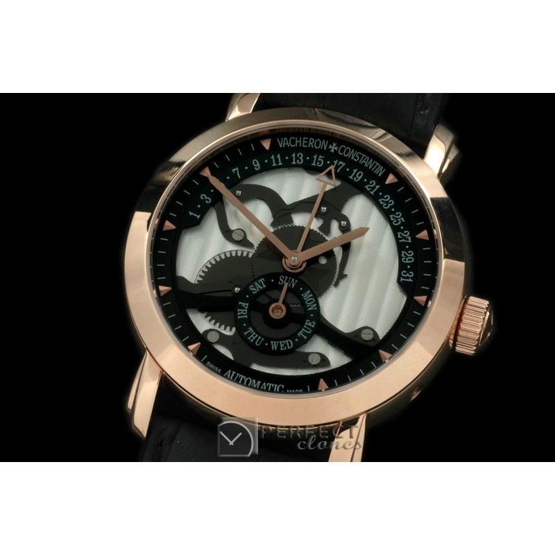 VC00207 Malte Retrogating Day/Date RG/LE Black Asian 2813
