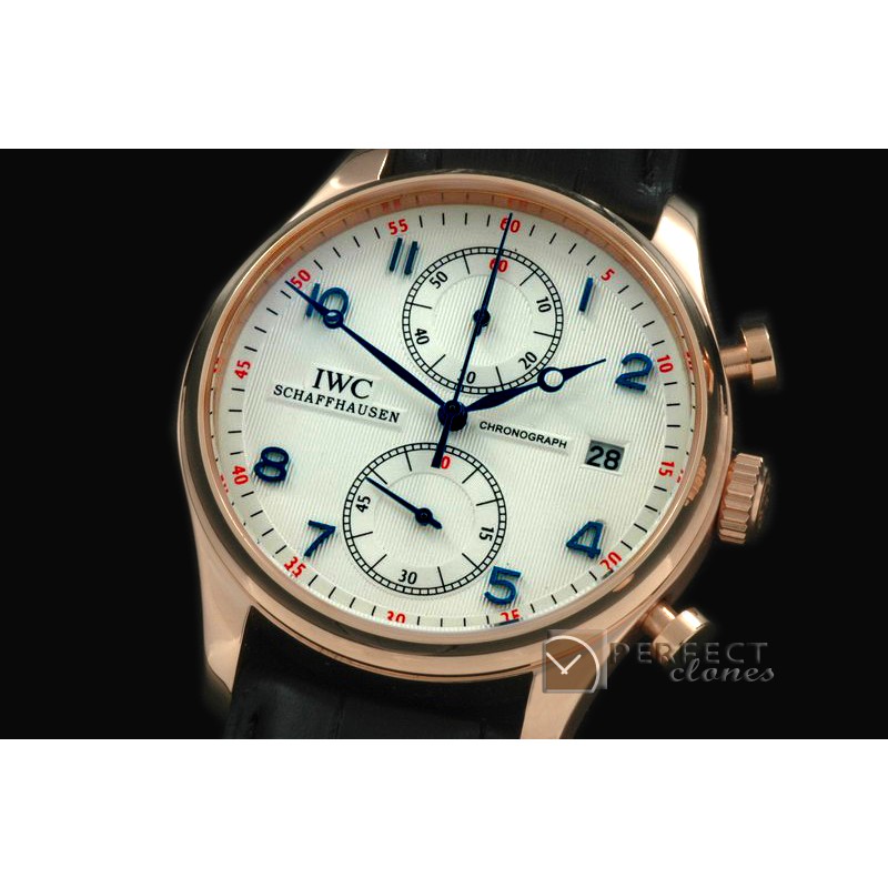 IWPG10137 Portuguese Chrono Date RG/LE White/Blue Jap OS20