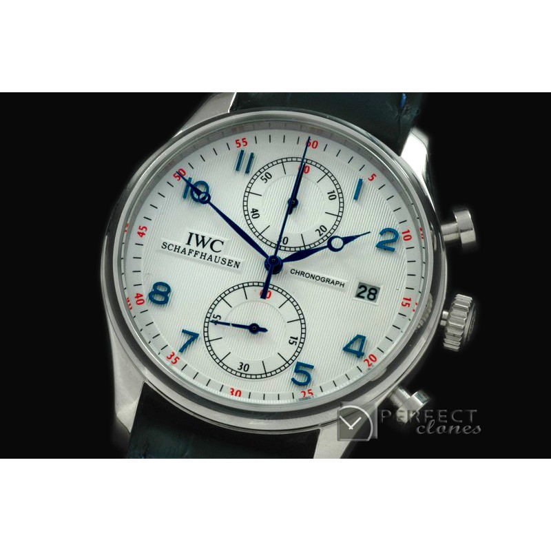 IWPG10132 Portuguese Chrono Date SS/LE White/Blue Jap OS20