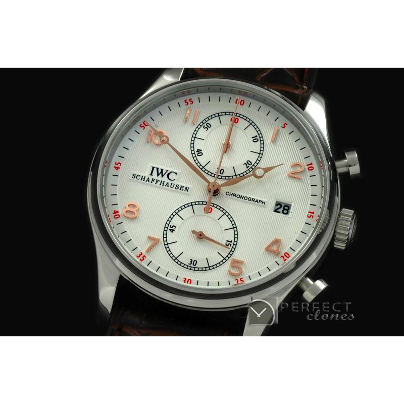 IWPG10133 Portuguese Chrono Date SS/LE White/R-Gold Jap OS20