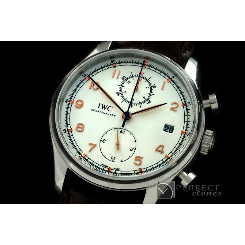 IWPG10143 Portuguese Chrono Date SS/LE White/R-Gold Jap OS20