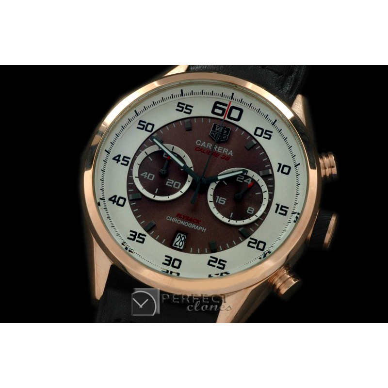 TG-50-114R Carrera 50yrs Chrono RG/RU White/Brown Jap OS2Quart