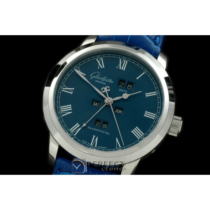 GL01053 Senator Perpertual Calendar SS/LE Blue Asian 2813