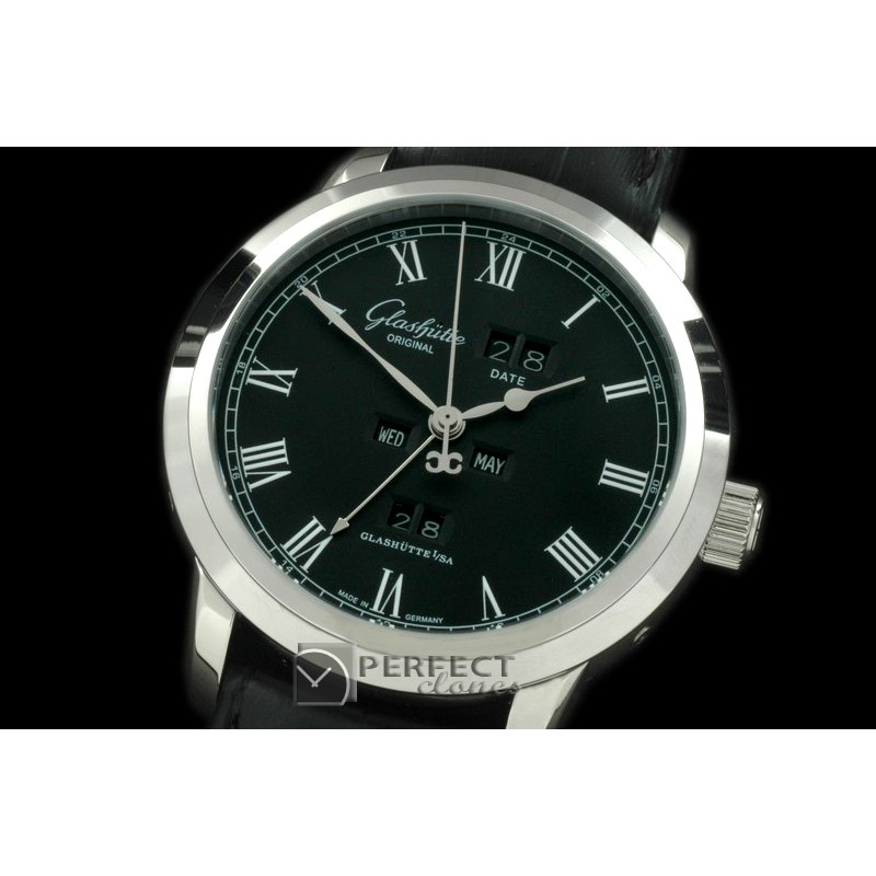 GL01052 Senator Perpertual Calendar SS/LE Black Asian 2813