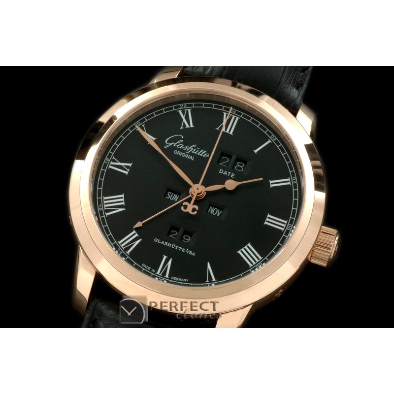 GL01062 Senator Perpertual Calendar RG/LE Black Asian 2813