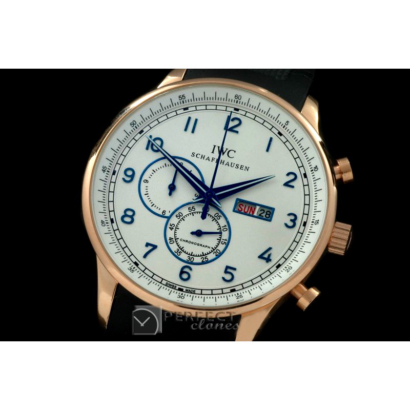IWPG10156 Portuguese Chrono Day/Date RG/RU White/Blue Jap OS20