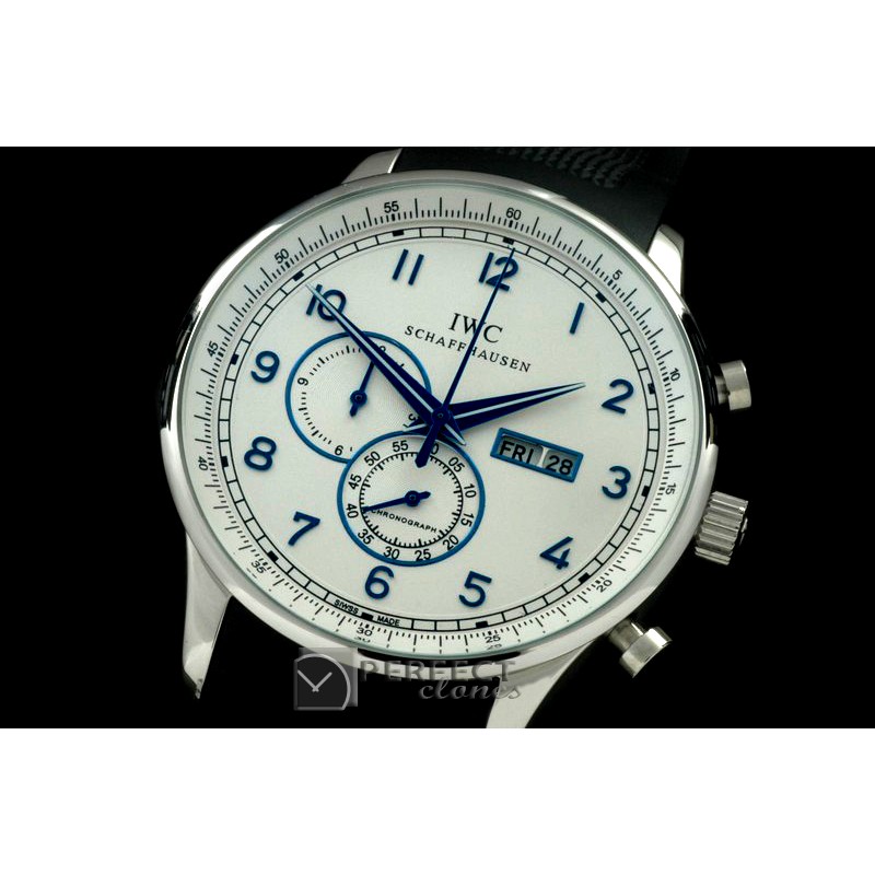 IWPG10152 Portuguese Chrono Day/Date SS/RU White/Blue Jap OS20