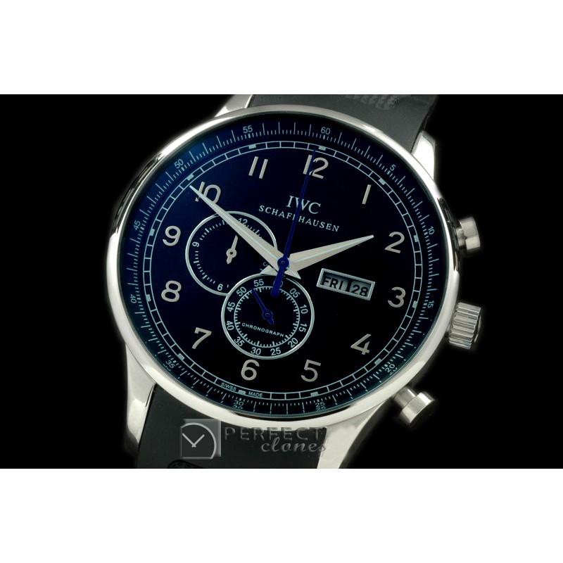 IWPG10154 Portuguese Chrono Day/Date SS/RU Black Jap OS20
