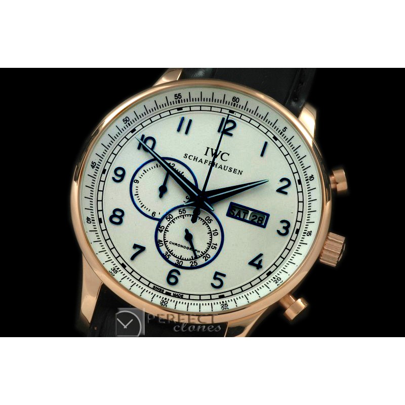 IWPG10156L Portuguese Chrono Day/Date RG/LE White/Blue Jap OS20