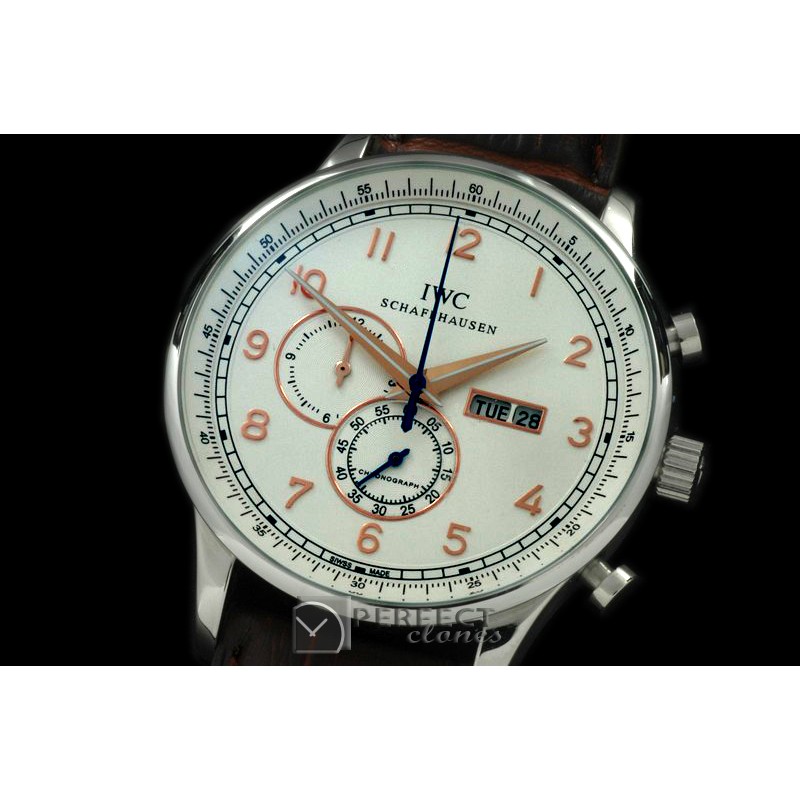 IWPG10153L Portuguese Chrono Day/Date SS/LE White/Gold Jap OS20
