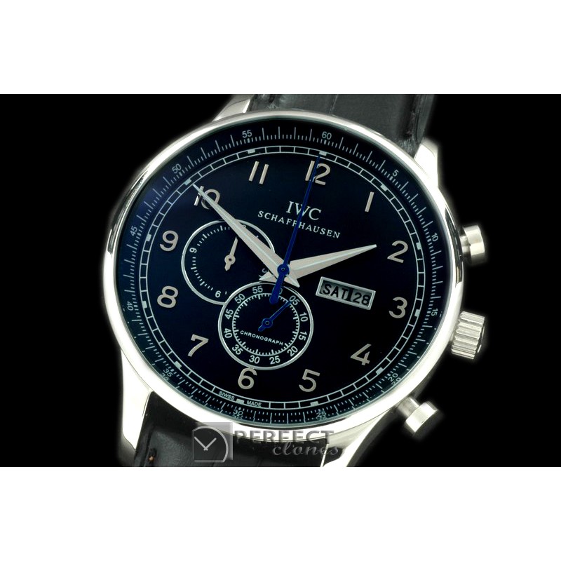 IWPG10154L Portuguese Chrono Day/Date SS/LE Black Jap OS20
