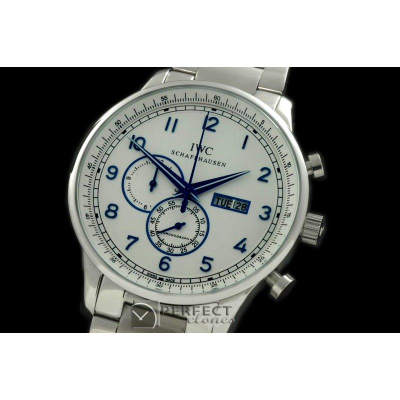 IWPG10152S Portuguese Chrono Day/Date SS/SS White/Blue Jap OS20