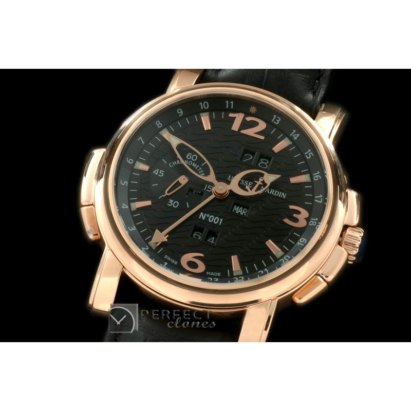 UNCLP10017 Perpetual Calender RG/LE Black Asian 2813 23J