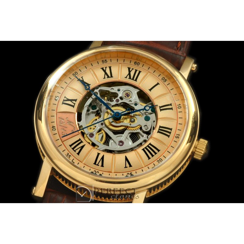 BR20013 Jubilee Skeleton Auto YG/LE Gold Roman Asian 2824
